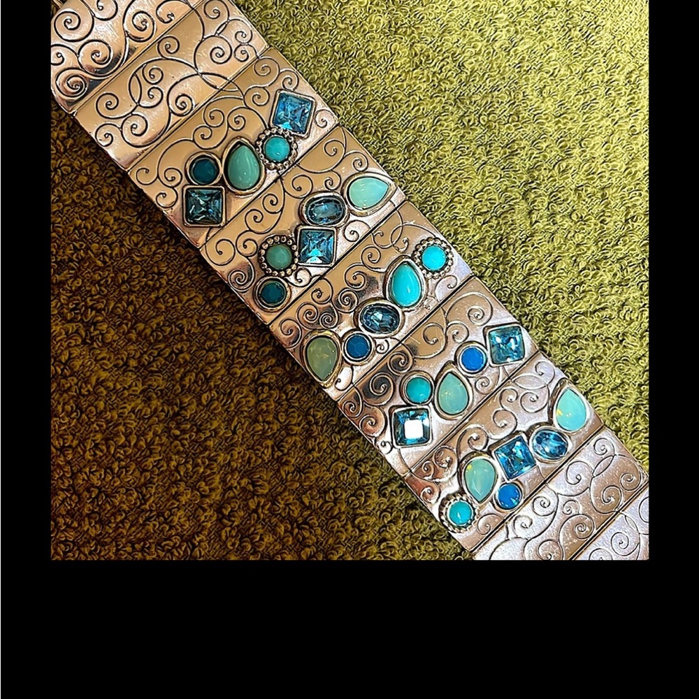 Brighton aqua blue bracelet ( retired) with matching pierced earrings